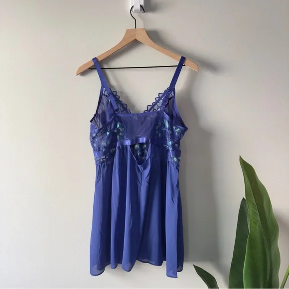 Torrid Aphrodite Lace No Wire Babydoll Blue Slip Adjustable Spaghetti Straps NWT - Picture 5 of 10